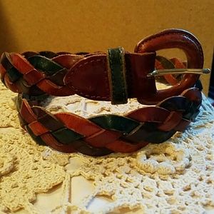 Vintage genuine leather braided belt