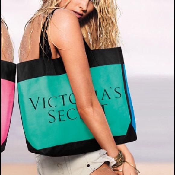 🆕Victoria's Secret Canvas Colorblock Duffle Tote - Picture 1 of 4