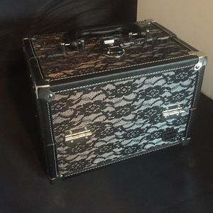 Black lace hard travel makeup case