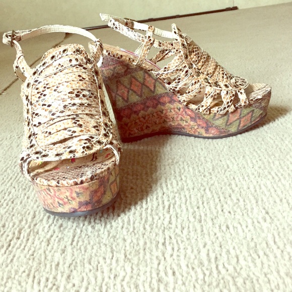 Snake skin wedge heels