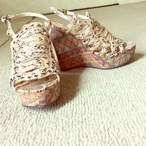 Snake skin wedge heels