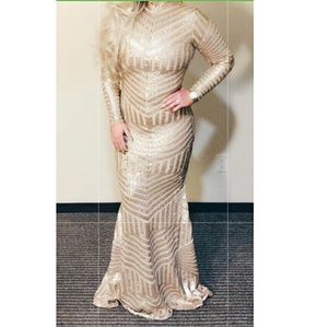 Authentic Michael Costello Gold sequin Black Widow