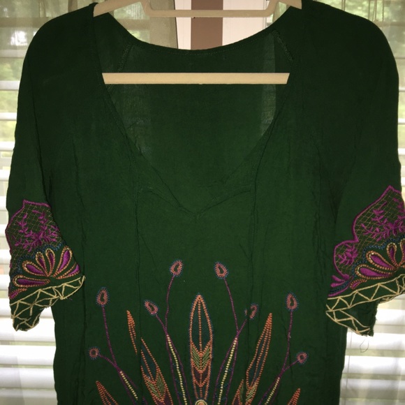Green Embroidered Top