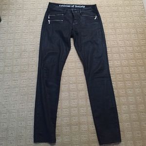 Waxed Black Jean with Double Zipper