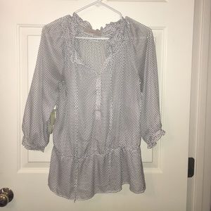 Loft white and blue blouse