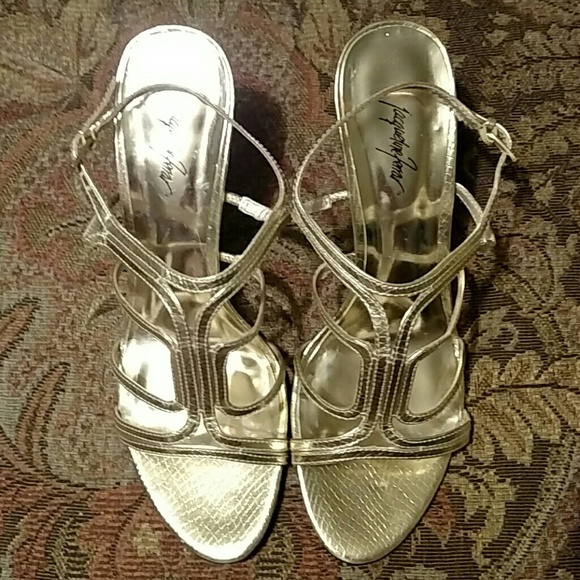 Gold strapy heels