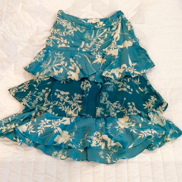 Silk Tiered Floral Skirt