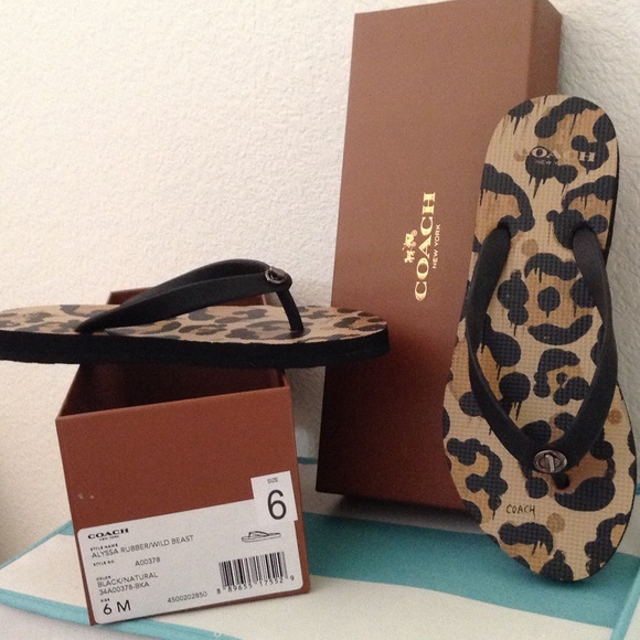 Coach Alyssa rubber/wild beast flip flops NWT - Picture 4 of 4