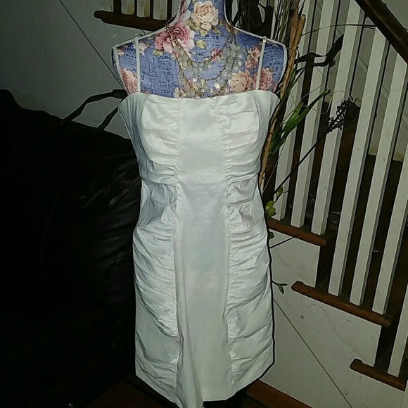 Ivory stretch bodycon cocktail strappy party dress