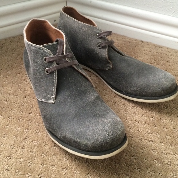Grey Leather Chuka Boots