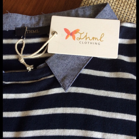 Denim and Stripe Combo Top - Picture 4 of 4