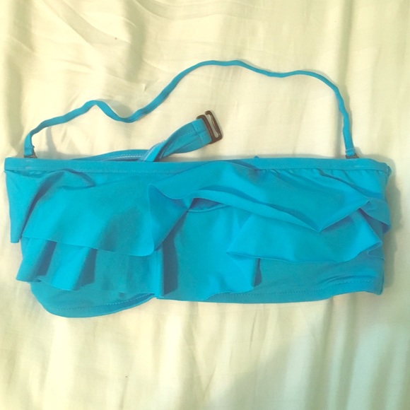 Blue ruffled bikini top