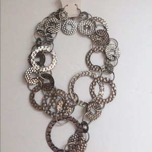 Big Silver Necklace with Matching Earrings