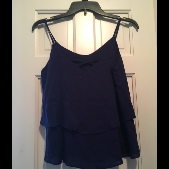 Navy Ruffle Layer Tank Top - Picture 2 of 3