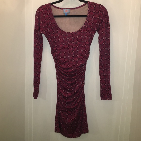 PLENTY BY TRACY REESE PRINTED SIDES RUSHED DRESS