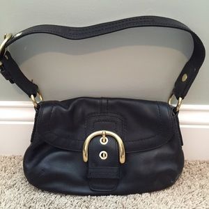 Black leather coach purse