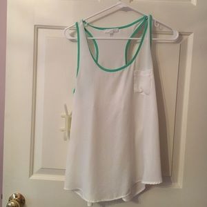 GLAM white and green tank