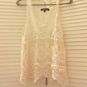 Cream almost famous crop top, large