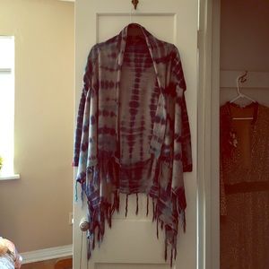 Tye dye blue turquoise grey 25% angora sweater.