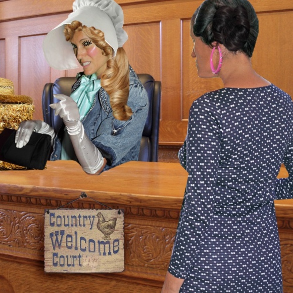 "Country Courtroom" Pink Hoop Earrings - Picture 1 of 5
