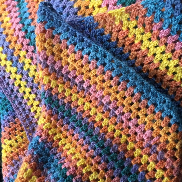 Handmade multicolored crocheted shawl/scarf/wrap. - Picture 2 of 3