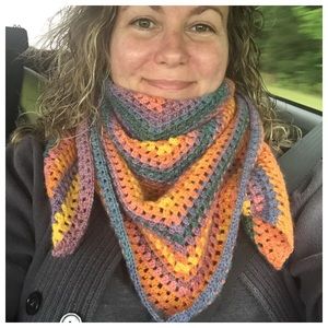 Handmade multicolored crocheted shawl/scarf/wrap.