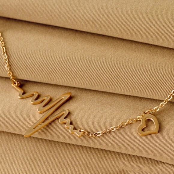 Heartbeat Necklace Gold or Silver Color - Picture 2 of 4