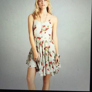 Free people floral lace up slip dress