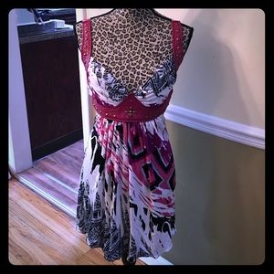 Sky Dress-white with multi color