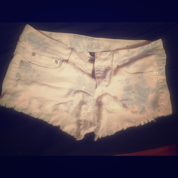 White and blue floral shorts