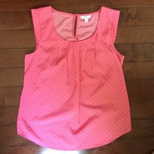Pink and white polka dot blouse