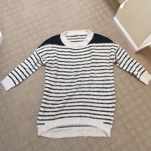 Cozy Cream and Black Stripped Sweater