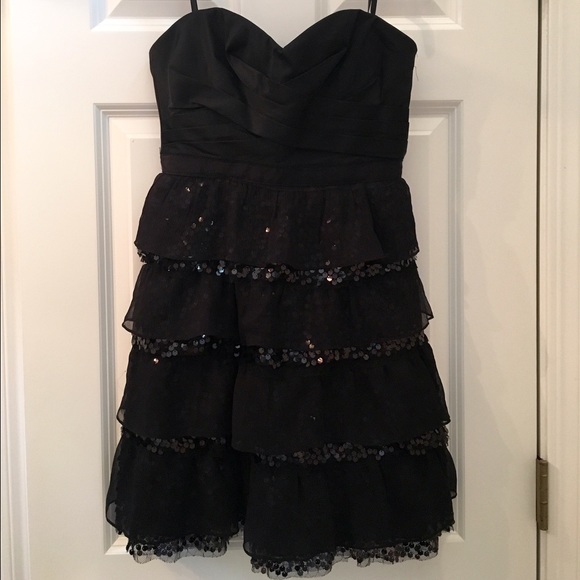 BCBG Silk Tiered Dress with Sequins