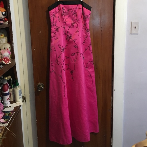 Pink and black prom dress