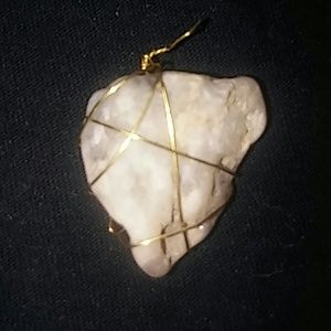 Stone and wire pendant