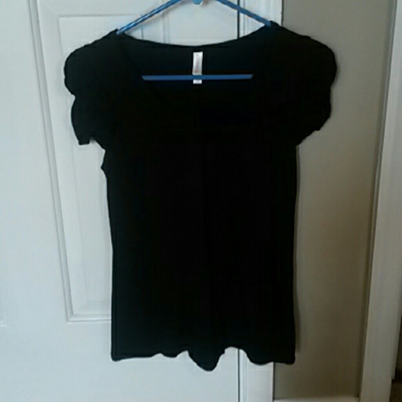 Black Top with Twisted Sleeves