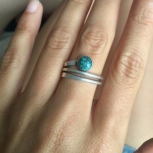 Turquoise Sterling Silver Spiral Ring