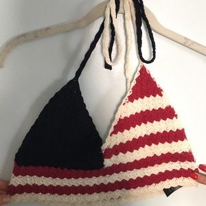Red White and Blue Crochet Crop Top