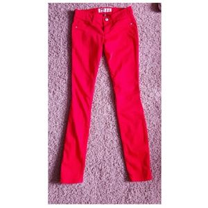 bright red l.e.i skinny jeans