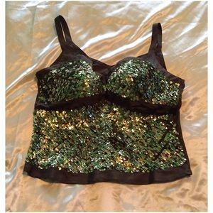 Spiegel Sequin green and brown top
