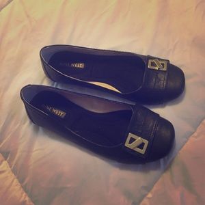 NBW Nine West Black flats with gold buckle