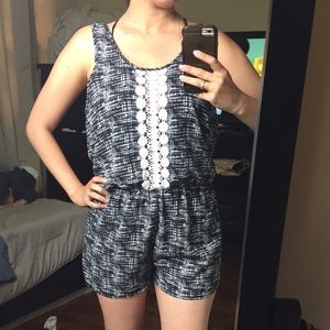 Black/white/lace romper
