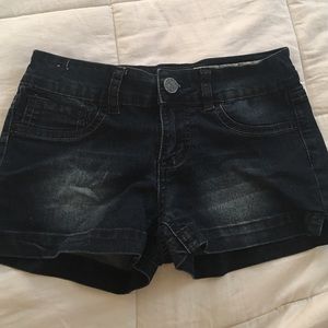 Dark blue denim shorts
