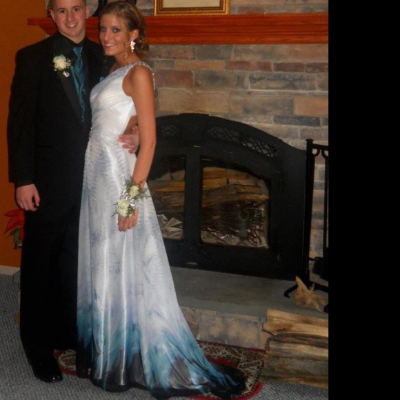 Terani Couture one shoulder beaded Prom dress