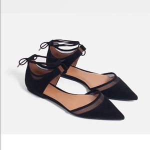 New Black Zara Mesh Flats (Mesh D'orsay Shoes)