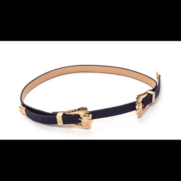 Gold Double Buckle Navy Belt - Picture 1 of 1