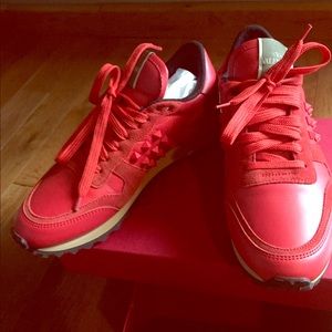 Valentino Rockstud Sneaker Red-Orange