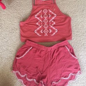 Burnt orange two piece outfit