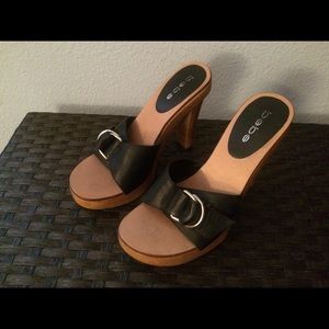 Bebe Wood Slide Heels