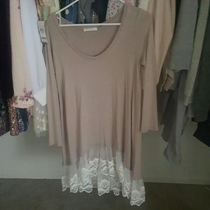 Reborn brand long sleeve lace bottom tunic